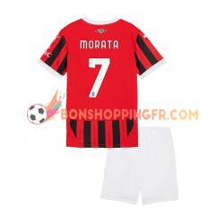 Maillot Domicile AC Milan Alvaro Morata 7 2024-2025 Manches Courtes Jeune Enfant(+shorts)