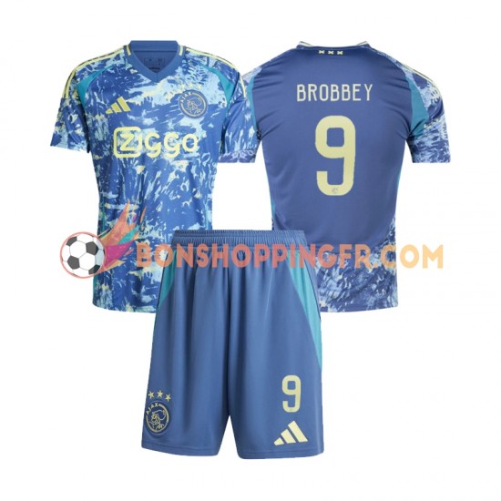 Maillot Extérieur Ajax Amsterdam Brian Brobbey 9 2024-2025 Manches Courtes Jeune Enfant(+shorts)