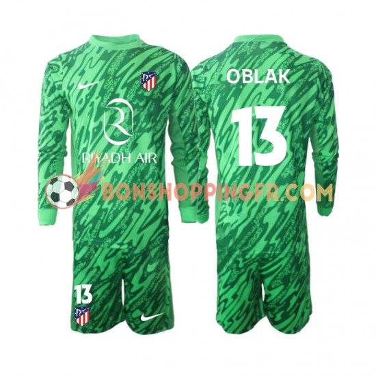 Maillot Extérieur Atlético Madrid Gardien Jan Oblak 13 2024-2025 Manches Longues Jeune Enfant(+shorts)