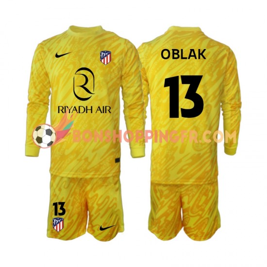 Maillot 3ème Atlético Madrid Gardien Jan Oblak 13 2024-2025 Manches Longues Jeune Enfant(+shorts)