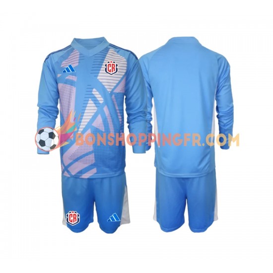 Maillot Domicile Costa Rica Gardien 2024 Bleu Manches Longues Jeune Enfant(+shorts)