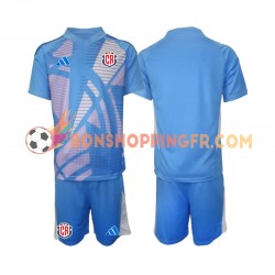 Maillot Domicile Costa Rica Gardien 2024 Bleu Manches Courtes Jeune Enfant(+shorts)