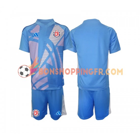 Maillot Domicile Costa Rica Gardien 2024 Bleu Manches Courtes Jeune Enfant(+shorts)