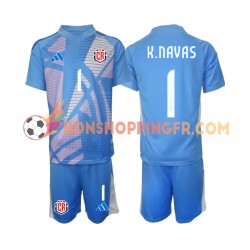 Maillot Domicile Costa Rica Gardien Keylor Navas 1 2024 Bleu Manches Courtes Jeune Enfant(+shorts)