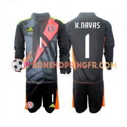 Maillot 3ème Costa Rica Gardien Keylor Navas 1 2024 Noir Manches Longues Jeune Enfant(+shorts)