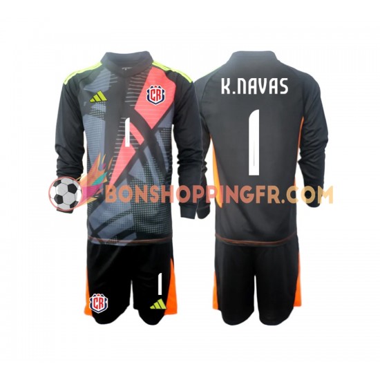 Maillot 3ème Costa Rica Gardien Keylor Navas 1 2024 Noir Manches Longues Jeune Enfant(+shorts)