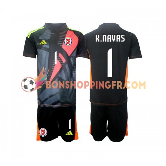 Maillot 3ème Costa Rica Gardien Keylor Navas 1 2024 Noir Manches Courtes Jeune Enfant(+shorts)