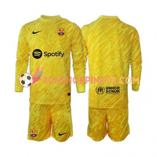 Maillot Extérieur FC Barcelone Gardien 2024-2025 Manches Longues Jeune Enfant(+shorts)