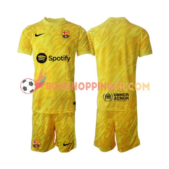 Maillot Extérieur FC Barcelone Gardien 2024-2025 Manches Courtes Jeune Enfant(+shorts)