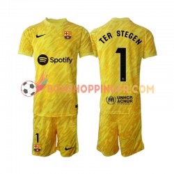 Maillot Extérieur FC Barcelone Gardien Ter Stegen 1 2024-2025 Manches Courtes Jeune Enfant(+shorts)