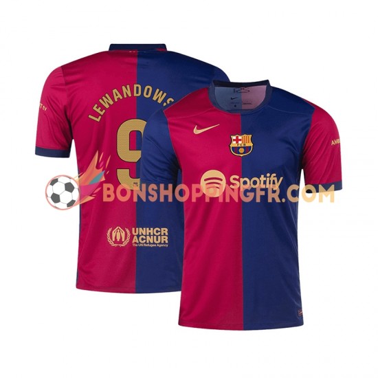 Maillot Domicile FC Barcelone Robert Lewandowski 9 2024-2025 Manches Courtes Homme