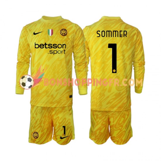 Maillot Extérieur Inter Milan Gardien Yann Sommer 1 2024-2025 Manches Longues Jeune Enfant(+shorts)