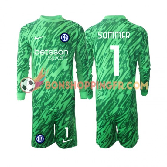 Maillot Domicile Inter Milan Gardien Yann Sommer 1 2024-2025 Manches Longues Jeune Enfant(+shorts)