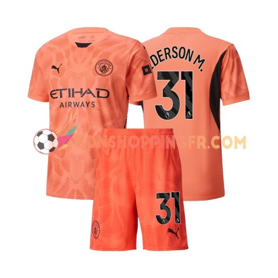 Maillot Extérieur Manchester City Gardien Ederson Moraes 31 2024-2025 Manches Courtes Jeune Enfant(+shorts)