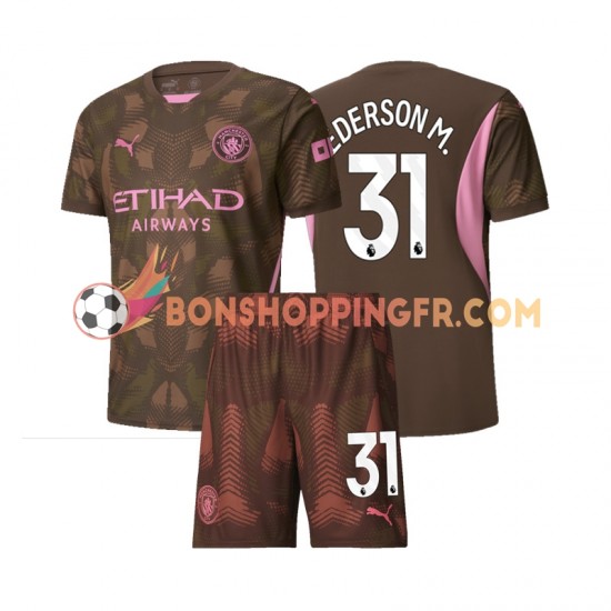 Maillot Domicile Manchester City Gardien Ederson Moraes 31 2024-2025 Manches Courtes Jeune Enfant(+shorts)