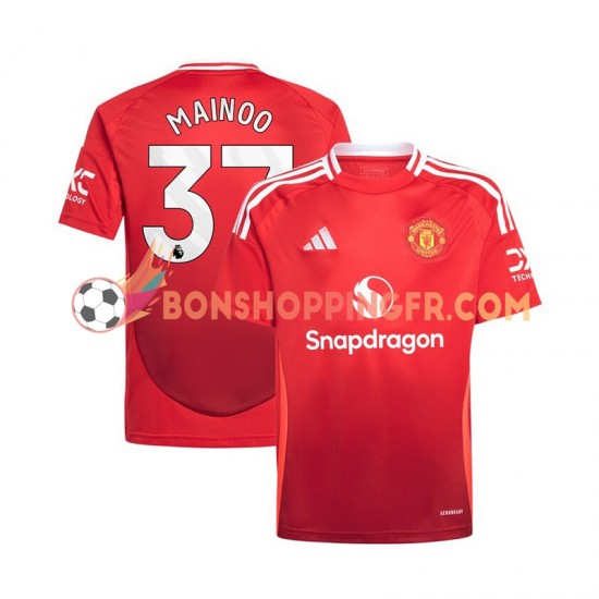 Maillot Domicile Manchester United Kobbie Mainoo 37 2024-2025 Rouge Manches Courtes Homme