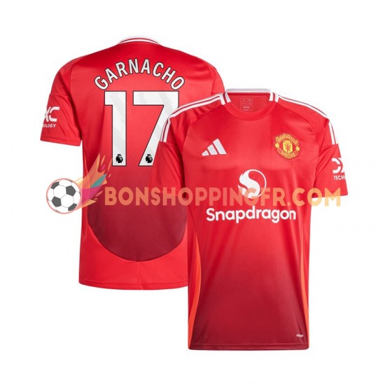 Maillot Domicile Manchester United Alejandro Garnacho 17 2024-2025 Rouge Manches Courtes Homme