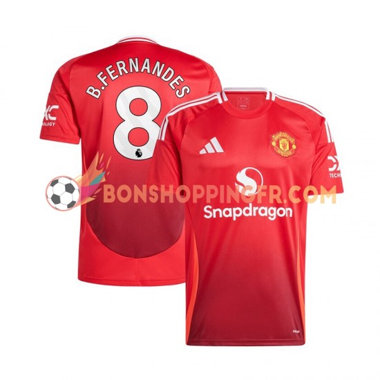 Maillot Domicile Manchester United Bruno Fernandes 8 2024-2025 Rouge Manches Courtes Homme