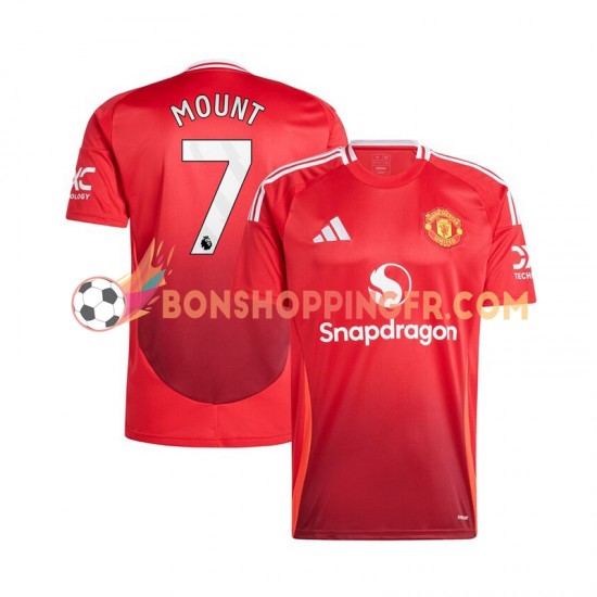 Maillot Domicile Manchester United Mason Mount 7 2024-2025 Rouge Manches Courtes Homme