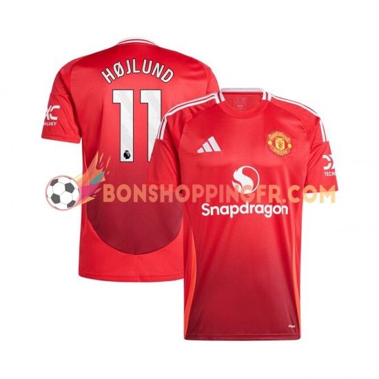 Maillot Domicile Manchester United Rasmus Hojlund 11 2024-2025 Rouge Manches Courtes Homme