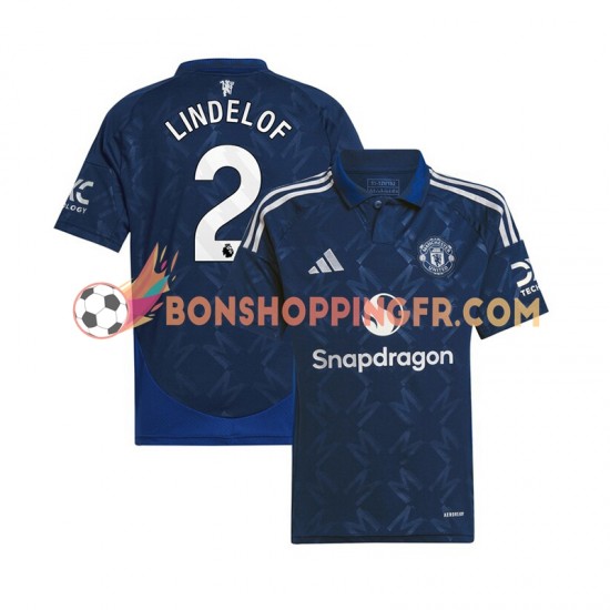 Maillot Extérieur Manchester United Victor Lindelof 2 2024-2025 Manches Courtes Homme