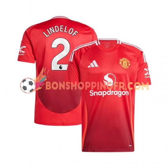 Maillot Domicile Manchester United Victor Lindelof 2 2024-2025 Rouge Manches Courtes Homme