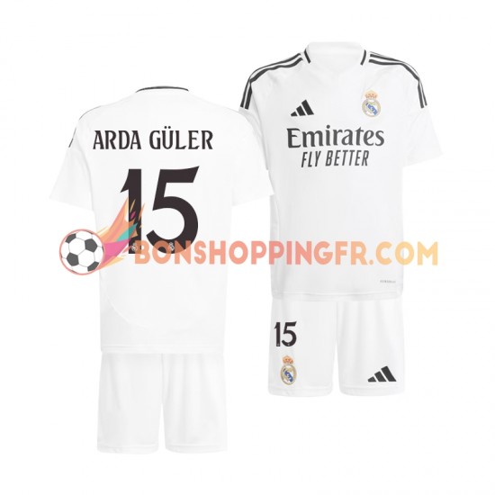 Maillot Domicile Real Madrid Arda Guler 15 2024-2025 Manches Courtes Jeune Enfant(+shorts)