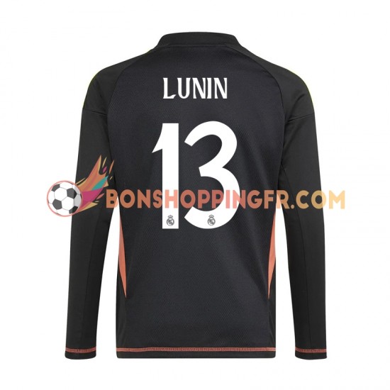 Maillot Extérieur Real Madrid Gardien Andriy Lunin 13 2024-2025 Bleu Manches Longues Homme