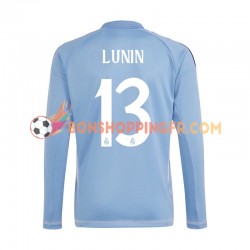 Maillot Domicile Real Madrid Gardien Andriy Lunin 13 2024-2025 Bleu Manches Longues Homme