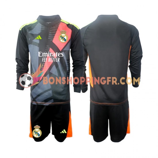 Maillot Extérieur Real Madrid Gardien 2024-2025 Noir Manches Longues Jeune Enfant(+shorts)