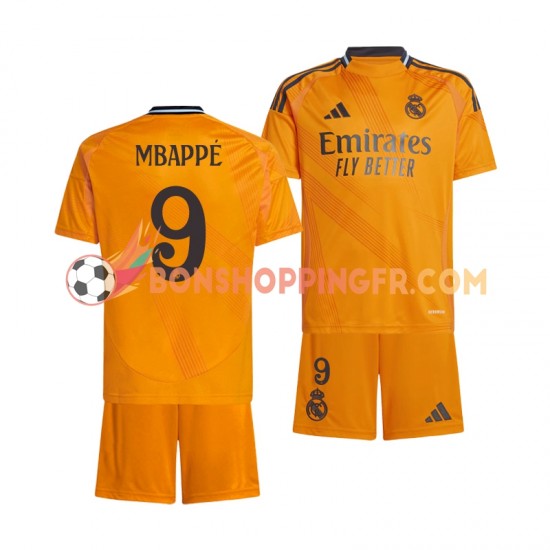 Maillot Extérieur Real Madrid Mbappe 9 2024-2025 Manches Courtes Jeune Enfant(+shorts)