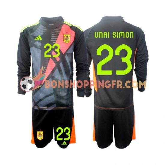 Maillot Extérieur Espagne Gardien Unai Simon 23 Euro 2024 Manches Longues Jeune Enfant(+shorts)