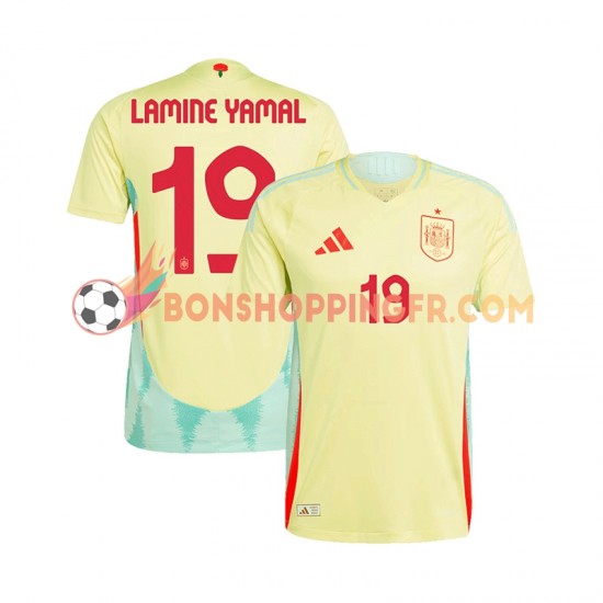 Maillot Extérieur Espagne LAMINE YAMAL 19 Euro 2024 Manches Courtes Homme