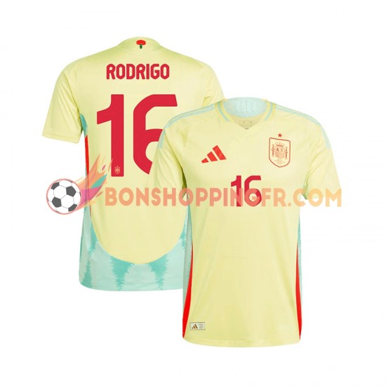 Maillot Extérieur Espagne RODRIGO 16 Euro 2024 Manches Courtes Homme