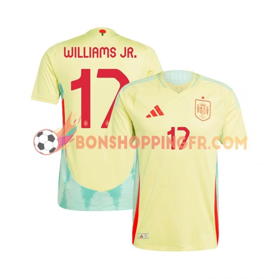 Maillot Extérieur Espagne WILLIAMS JR 17 Euro 2024 Manches Courtes Homme