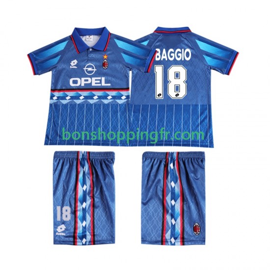 Maillot Rétro Extérieur AC Milan BAGGIO 18 1995 1996 Manches Courtes Jeune Enfant(+shorts)