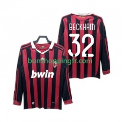 Maillot Rétro Domicile AC Milan BECKHAM 32 2009 2010 Manches Longues Homme