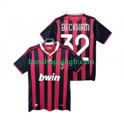 Maillot Rétro Domicile AC Milan BECKHAM 32 2009 2010 Manches Courtes Homme