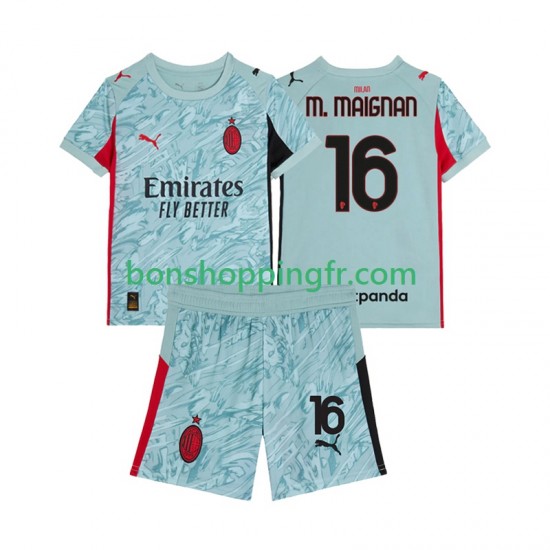 Maillot Domicile AC Milan Gardien Mike Maignan 16 2025-2026 Manches Courtes Jeune Enfant(+shorts)