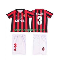 Maillot Rétro Domicile AC Milan MALDINI 3 1996 1997 Manches Courtes Jeune Enfant(+shorts)