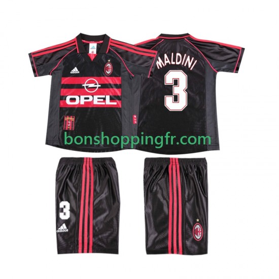 Maillot Rétro 3ème AC Milan MALDINI 3 1998 1999 Manches Courtes Jeune Enfant(+shorts)