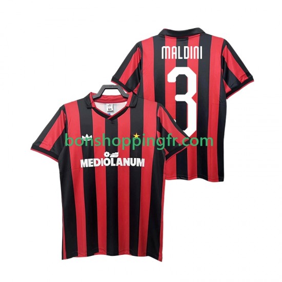 Maillot Rétro Domicile AC Milan MALDINI 3 1990 1991 Manches Courtes Homme Maillot Rétro Domicile AC Milan MALDINI 3 1990 1991 Manches Courtes Homme