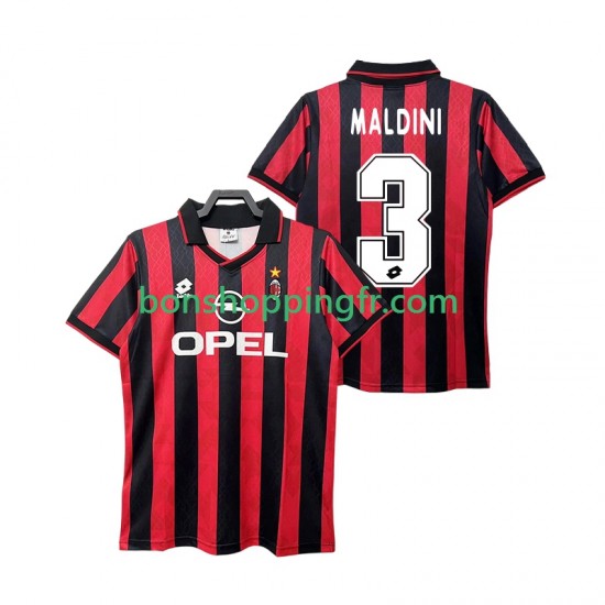 Maillot Rétro Domicile AC Milan MALDINI 3 1995 1996 Manches Courtes Homme Maillot Rétro Domicile AC Milan MALDINI 3 1995 1996 Manches Courtes Homme
