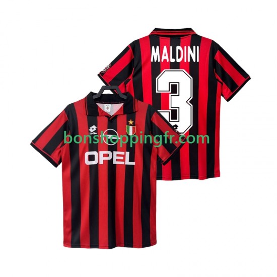 Maillot Rétro Domicile AC Milan MALDINI 3 1996 1997 Manches Courtes Homme