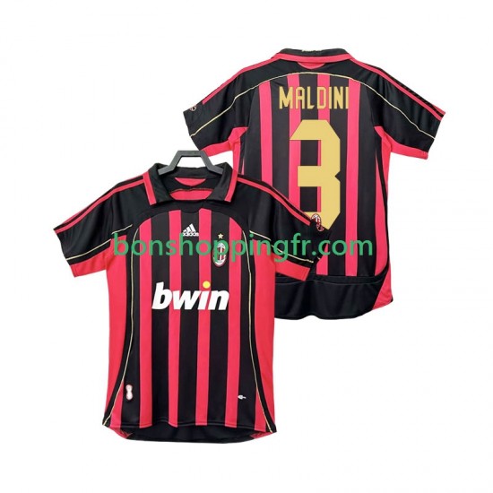 Maillot Rétro Domicile AC Milan MALDINI 3 2006 2007 Manches Courtes Homme Maillot Rétro Domicile AC Milan MALDINI 3 2006 2007 Manches Courtes Homme