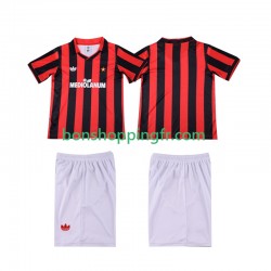 Maillot Rétro Domicile AC Milan 1990 1991 Manches Courtes Jeune Enfant(+shorts)