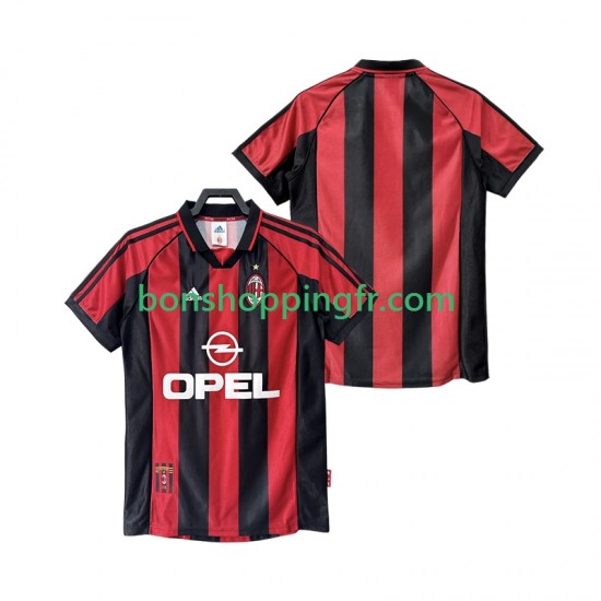 Maillot Rétro Domicile AC Milan 1998 1999 Manches Courtes Homme Maillot Rétro Domicile AC Milan 1998 1999 Manches Courtes Homme