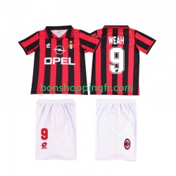 Maillot Rétro Domicile AC Milan WEAH 9 1996 1997 Manches Courtes Jeune Enfant(+shorts)