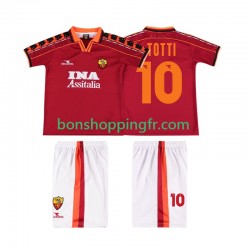 Maillot Rétro Domicile AS Rome TOTTI 10 1998 1999 Manches Courtes Jeune Enfant(+shorts)