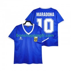 Maillot Rétro Extérieur Argentine MARADONA 10 1986 Manches Courtes Homme